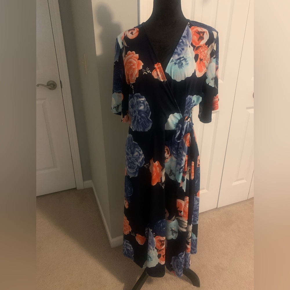Faux-wrap Midi Dress